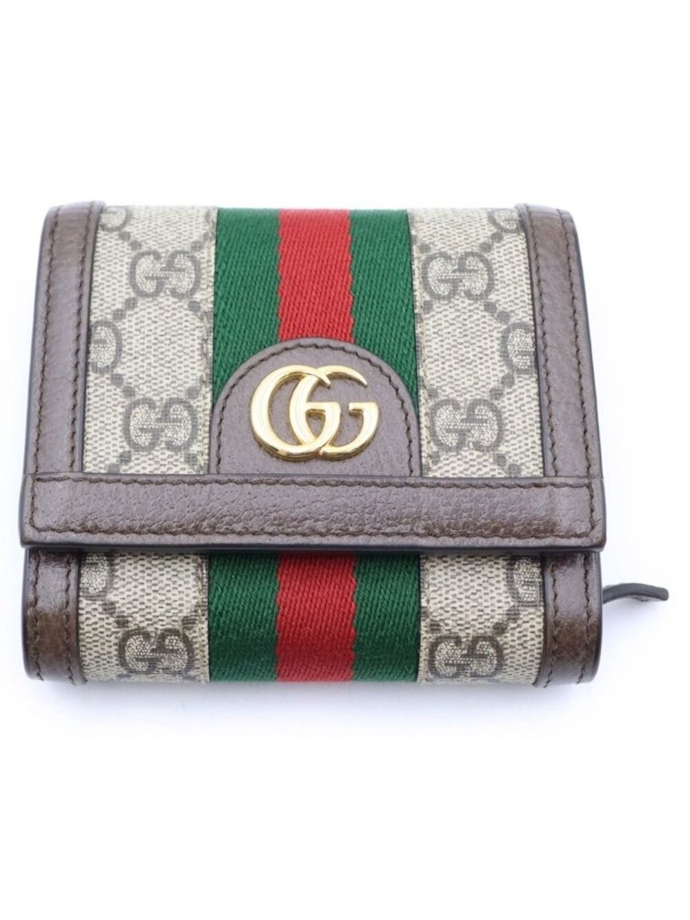 Gucci Ophidia GG Marmont Compact Wallet Bifold Canvas Leather Brown
